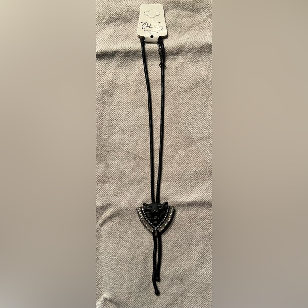 Oak & Ivy (11”+ 11” = 22”) NEW in Bag Black Beaded Pendant Adjustable Necklace